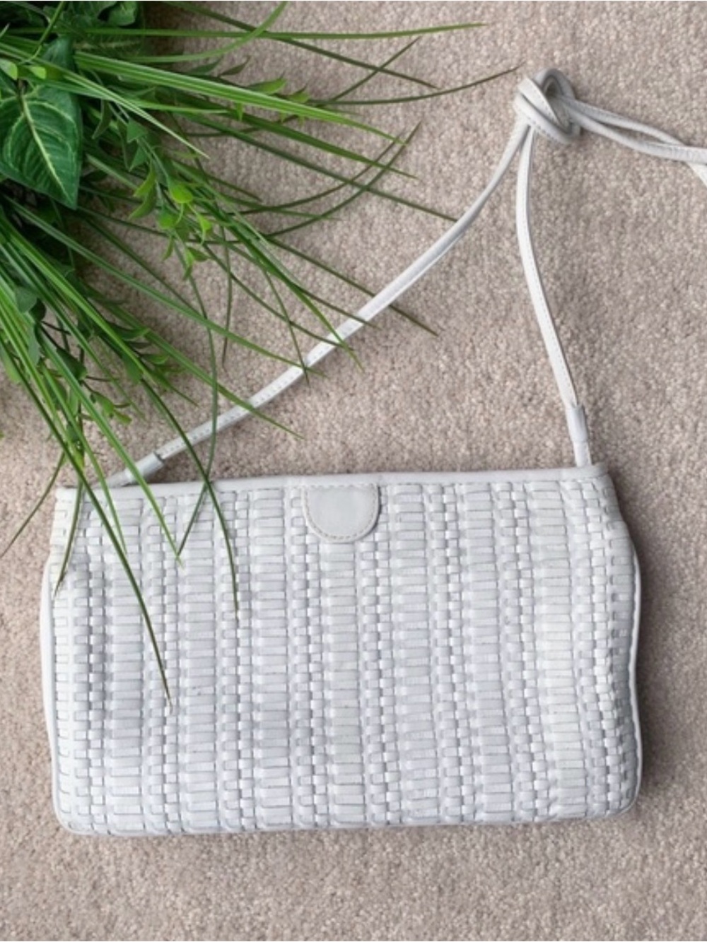 Woven Crossbody Bag in White